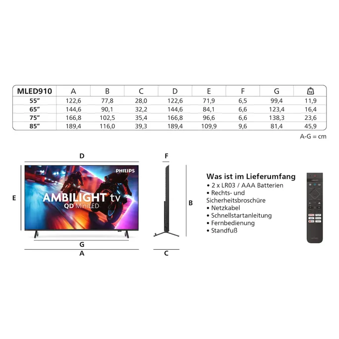 Philips 55MLED910/12 139cm 55" 4K miniLED Ambilight Smart TV Fernseher – Bild 4