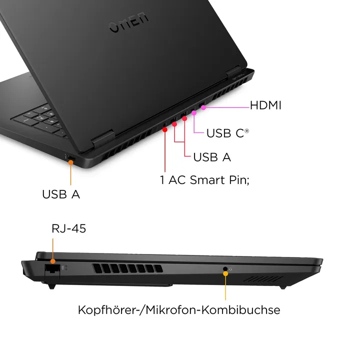 HP OMEN Gaming Laptop 17,3" QHD IPS R9-8945HS 32GB/1TB RTX 4060 240Hz nOS 17-db0492ng – Bild 4