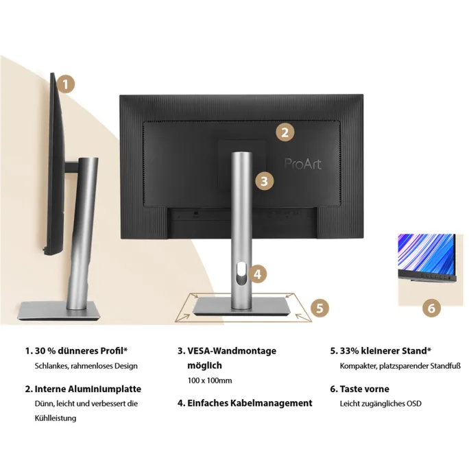 ASUS ProArt PA279CRV 27 Zoll 4K (UHD) IPS Office Monitor 60 Hz 16:9 DP/HDMI/USB-C PD96W Docking – Bild 4