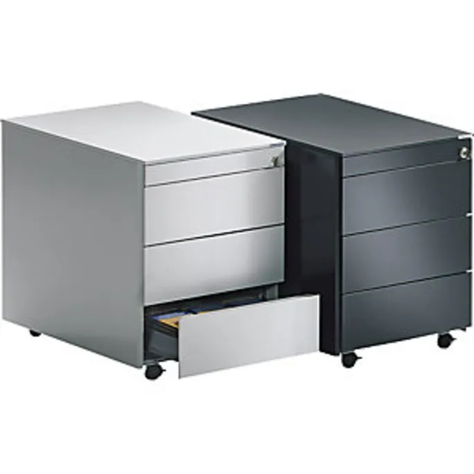 Schubladencontainer m.Rollen, HxT 570x800 mm, Stahlpl., 3 Schubl., graphit – Bild 2
