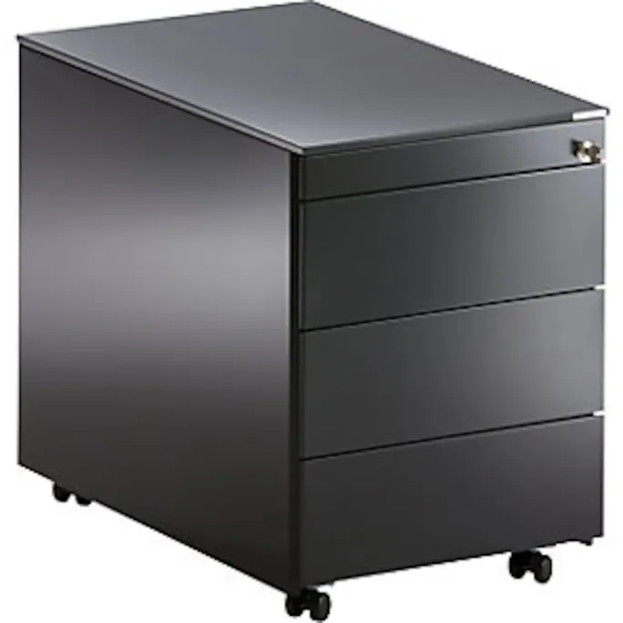 Schubladencontainer m.Rollen, HxT 570x800 mm, Stahlpl., 3 Schubl., graphit – Bild 3