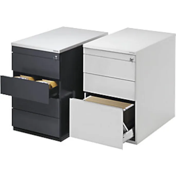 Schubladencontainer, HxT 720x800 mm, 4 Schubladen, reinweiß/weißaluminium/Ahorn – Bild 2