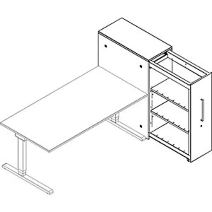 Hochauszugschrank, Thekenelement rechts stehend, Höhe 1250 mm, lichtgrau – Bild 3
