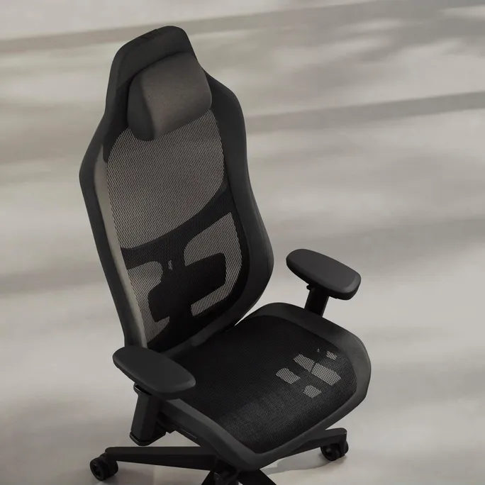 Fractal Refine Gaming Chair Mesh Dark/ Schwarz | Synchro-Tilt Mechanismus, Rückenlehne mit integrierter Lordosenstütze – Bild 3